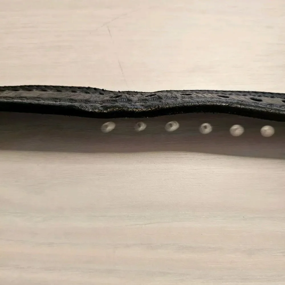 Men Black Tooled Leather Belt 44 Silver Mexico Cowboy Yellowstone Rugged‎ ~